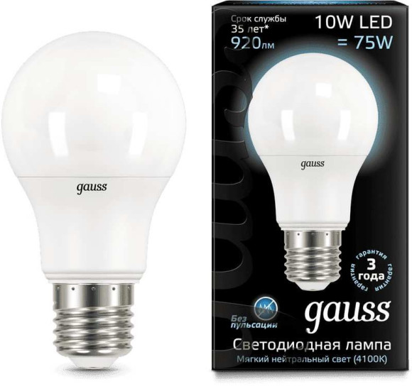 Лампа светодиодная Gauss 6.5Вт цок.:E14 свеча 220B 3000K св.свеч.бел.теп. 35-C (упак.:1шт) (103101107)