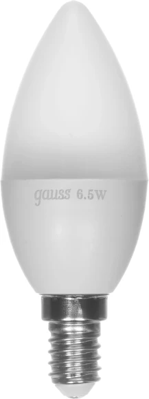 Лампа светодиодная Gauss 6.5Вт цок.:E14 свеча 220B св.свеч.бел.теп. 35-C (упак.:1шт) (103101107)