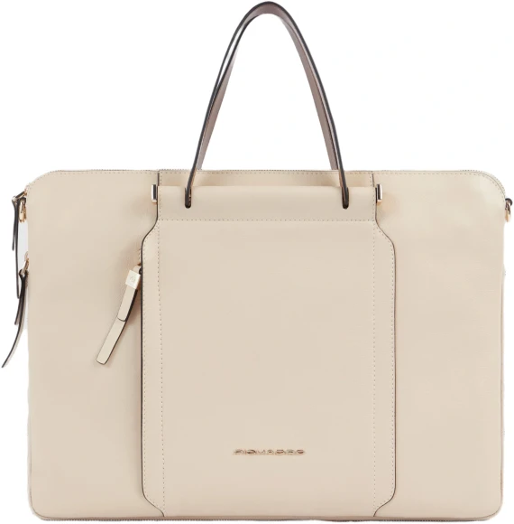 Деловая сумка женская Piquadro Lyra CA4021W92T/BLU с отделением для ноутбука 15.6" темно-синяя нейлон/натур.кожа