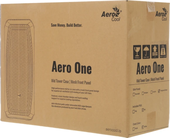 Корпус Aerocool Aero One Frost-G-WT-v1 белый без БП ATX 4x120mm 2x140mm 2xUSB3.0 audio bott PSU