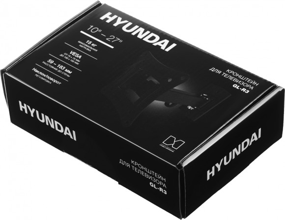 Кронштейн для телевизора Hyundai GL-R3 черный 10"-27" макс.15кг настенный поворот и наклон Кронштейн для телевизора Hyundai GL-R3 черный 10"-27" макс.15кг настенный поворот и наклон