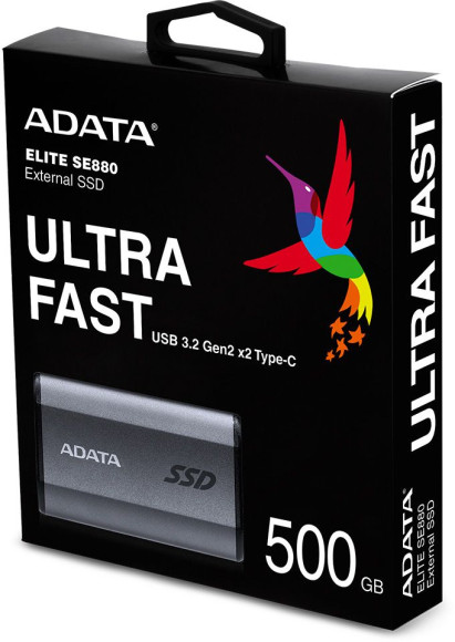 Накопитель SSD A-Data USB-C 500Gb AELI-SE880-500GCGY SE880 2.5" серый Накопитель SSD A-Data USB-C 500Gb AELI-SE880-500GCGY SE880 2.5" серый
