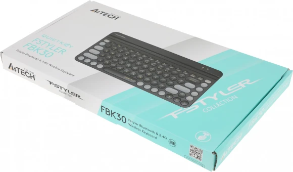 Клавиатура A4Tech FBK30 черный/серый USB беспроводная BT/Radio slim Multimedia (FBK30 BLACKCURRANT) Клавиатура A4Tech FBK30 черный/серый USB беспроводная BT/Radio slim Multimedia (FBK30 BLACKCURRANT)