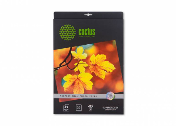 Фотобумага Cactus Prof CS-HGA326020 A3/260г/м2/20л./белый глянцевое для струйной печати Фотобумага Cactus Prof CS-HGA326020 A3/260г/м2/20л./белый глянцевое для струйной печати