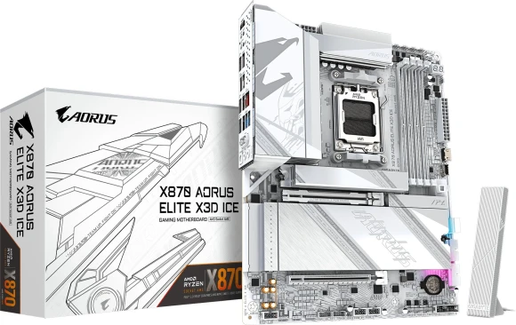 Материнская плата Gigabyte X870 AORUS ELITE X3D ICE Socket AM5 AMD X870 4xDDR5 ATX AC`97 8ch(7.1) 5Gigabit RAID+HDMI