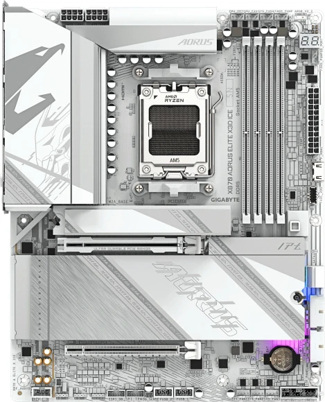 Материнская плата Gigabyte X870 AORUS ELITE X3D ICE Socket AM5 AMD X870 4xDDR5 ATX AC`97 8ch(7.1) 5Gigabit RAID+HDMI