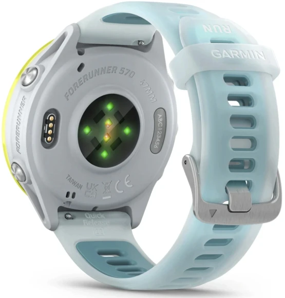 Смарт-часы Garmin Forerunner 570 1.3" AMOLED корп.золото белое рем.бирюзовый (010-02971-01)