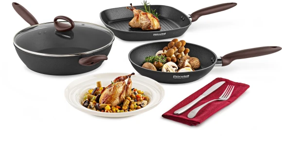 Сковорода Rondell Tierno RDA-1577 круглая 28см покрытие: Xylan Plus ручка несъемная (без крышки) черный