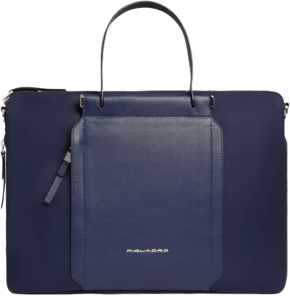 Сумка женская Piquadro Lyra CA6950W92T/BLU темно-синяя нейлон/натур.кожа