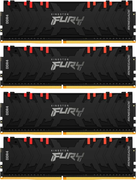 Память DDR4 4x8GB 3600MHz Kingston KF436C16RBAK4/32 Fury Renegade RGB RTL Gaming PC4-28800 CL16 DIMM 288-pin 1.35В kit single rank с радиатором Ret