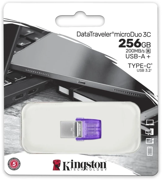 Флеш Диск Kingston 256Gb DataTraveler microDuo 3C DTDUO3CG3/256GB USB3.0 фиолетовый Флеш Диск Kingston 256Gb DataTraveler microDuo 3C DTDUO3CG3/256GB USB3.0 фиолетовый