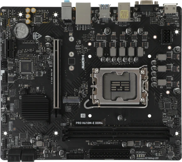 Материнская плата MSI PRO H610M-E DDR4 Soc-1700 Intel H610 2xDDR4 mATX AC`97 8ch(7.1) GbLAN+VGA+HDMI Материнская плата MSI PRO H610M-E DDR4 Soc-1700 Intel H610 2xDDR4 mATX AC`97 8ch(7.1) GbLAN+VGA+HDMI