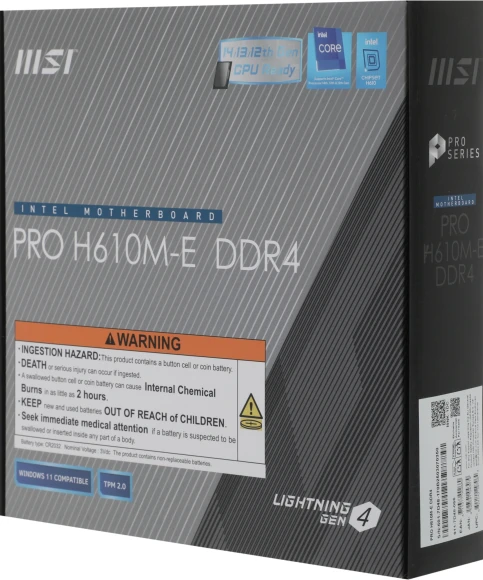 Материнская плата MSI PRO H610M-E DDR4 Soc-1700 Intel H610 2xDDR4 mATX AC`97 8ch(7.1) GbLAN+VGA+HDMI Материнская плата MSI PRO H610M-E DDR4 Soc-1700 Intel H610 2xDDR4 mATX AC`97 8ch(7.1) GbLAN+VGA+HDMI