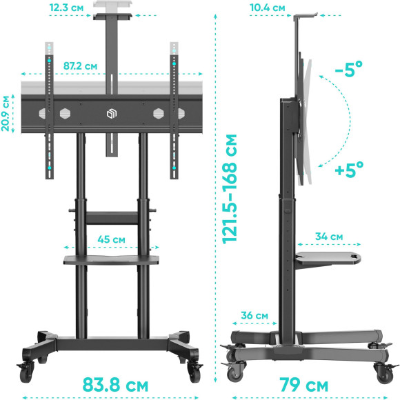 Стойка для телевизора Onkron TS1891 черный 50"-90" макс.100кг напольный мобильный Стойка для телевизора Onkron TS1891 черный 50"-90" макс.100кг напольный мобильный