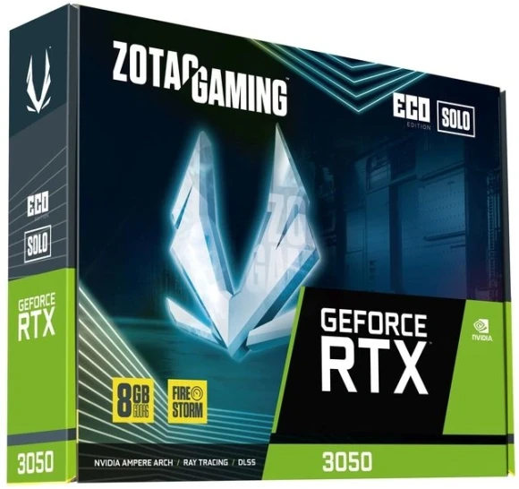 Видеокарта Zotac PCI-E 4.0 RTX 3050 ECO SOLO NVIDIA GeForce RTX 3050 8Gb 128bit GDDR6 1777/14000 HDMIx1 DPx3 HDCP Ret Видеокарта Zotac PCI-E 4.0 RTX 3050 ECO SOLO NVIDIA GeForce RTX 3050 8Gb 128bit GDDR6 1777/14000 HDMIx1 DPx3 HDCP Ret
