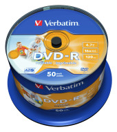 Диск DVD-R Verbatim 4.7Gb 16x Cake Box (50шт) Printable (43533) Диск DVD-R Verbatim 4.7Gb 16x Cake Box (50шт) Printable (43533)
