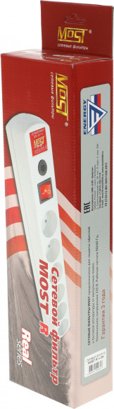 Сетевой фильтр Most R 2м (6 розеток) черный (коробка)