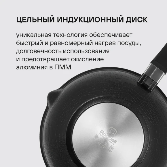Сковорода ВОК (WOK) Rondell Escurion RDA-870 круглая 28см покрытие: Xylan Plus ручка съемная (с крышкой) черный