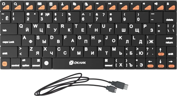 Клавиатура Оклик 840S черный USB беспроводная BT slim (754787)