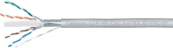 Кабель информационный Cabeus UTP-4P-CAT.6A-SOLID-LSZH-OR кат.6A U/UTP 4 пары LSZH внутренний 305м оранжевый