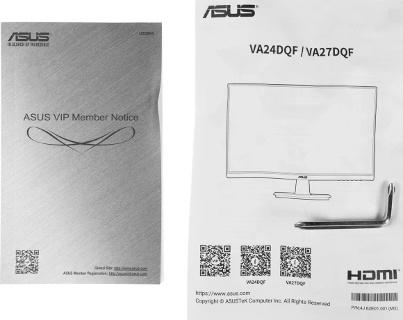 Монитор Asus 27" VA27DQF черный IPS LED 16:9 HDMI M/M матовая 250cd 178гр/178гр 1920x1080 100Hz DP FHD 4.6кг