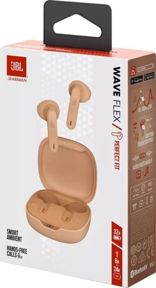 Гарнитура вкладыши JBL Wave Flex бежевый беспроводные bluetooth в ушной раковине (JBLWFLEXBEG) Гарнитура вкладыши JBL Wave Flex бежевый беспроводные bluetooth в ушной раковине (JBLWFLEXBEG)