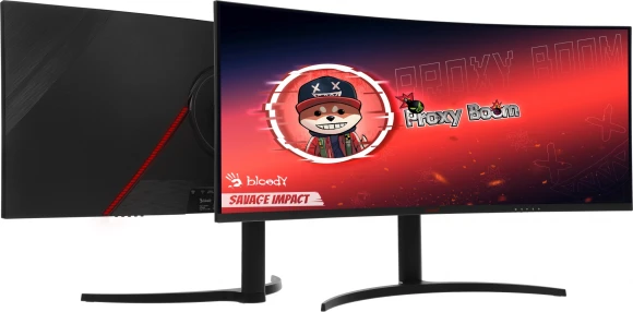 Монитор Bloody 34" MN340W черный VA LED 1ms 21:9 HDMI M/M матовая HAS Piv 300cd 178гр/178гр 3440x1440 180Hz FreeSync DP UW USB 5.7кг