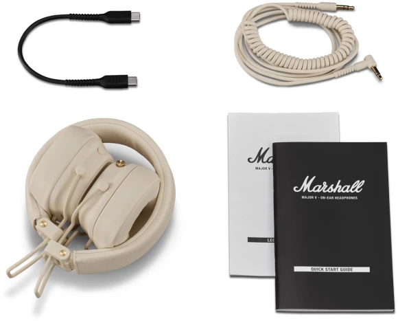 Гарнитура накладные Marshall Major V бежевый беспроводные bluetooth оголовье (MAJOR V CREAM) Гарнитура накладные Marshall Major V бежевый беспроводные bluetooth оголовье (MAJOR V CREAM)