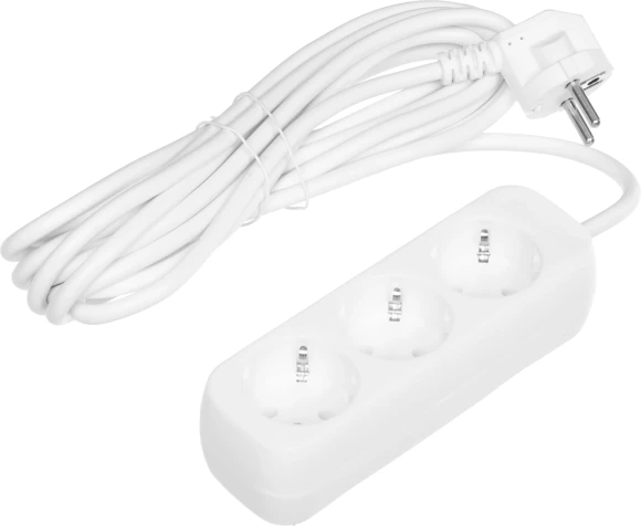 Сетевой удлинитель Defender E350 5м (3 розетки) белый (пакет ПЭ)