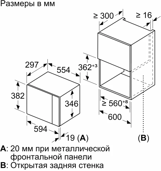 Микроволновая печь Bosch BFL524MS0 20л. 800Вт нержавеющая сталь/черный (встраиваемая)