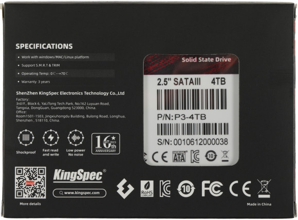Накопитель SSD Kingspec SATA-III 4TB P3-4TB 2.5" Накопитель SSD Kingspec SATA-III 4TB P3-4TB 2.5"