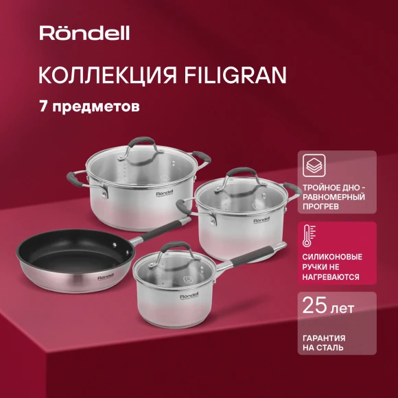 Набор посуды Rondell Filigran RDS-1833 7 предметов Набор посуды Rondell Filigran RDS-1833 7 предметов