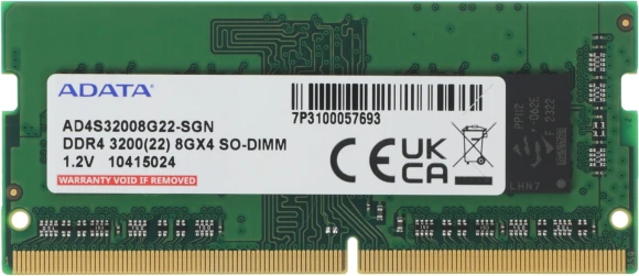 Память DDR4 8Gb 3200MHz A-Data AD4S32008G22-SGN RTL PC4-25600 CL22 SO-DIMM 260-pin 1.2В single rank Ret