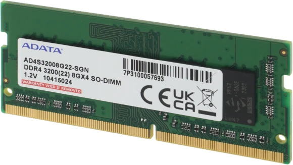 Память DDR4 8Gb 3200MHz A-Data AD4S32008G22-SGN RTL PC4-25600 CL22 SO-DIMM 260-pin 1.2В single rank Ret