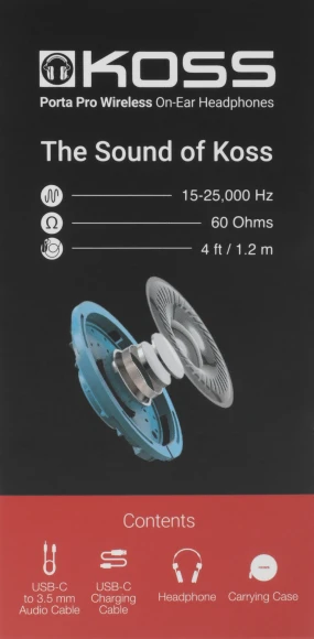 Гарнитура накладные Koss Porta Pro Wireless 2.0 черный/серебристый беспроводные bluetooth оголовье (80004324)