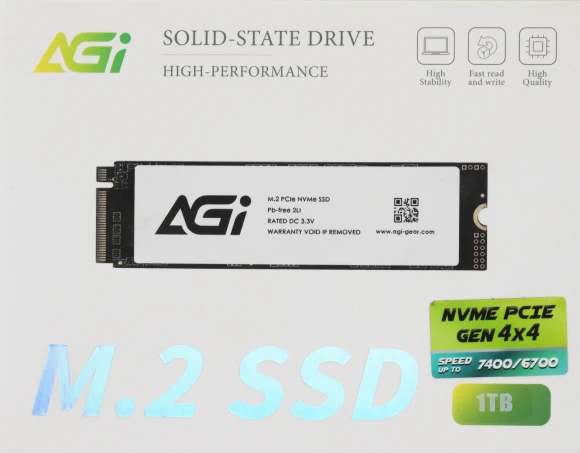 Накопитель SSD AGi PCIe 4.0 x4 1TB AGI1T0G44AI828-CB AI828 M.2 2280