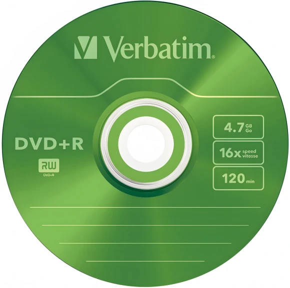 Диск DVD+R Verbatim 4.7Gb 16x Slim case (5шт) Color (43556)