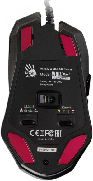 Мышь A4Tech Bloody W60 Max черный оптическая 10000dpi USB 7but (W60 MAX STONE BLACK)