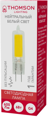 Лампа светодиодная Thomson TH-B4203 3Вт цок.:G4 капсул. 12B св.свеч.бел.нейт. (упак.:1шт) Лампа светодиодная Thomson TH-B4203 3Вт цок.:G4 капсул. 12B св.свеч.бел.нейт. (упак.:1шт)