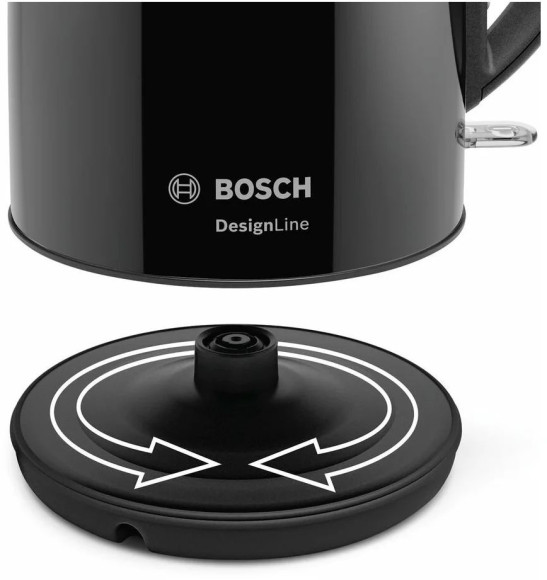 Чайник электрический Bosch TWK3P 1.7л. 2400Вт черный корпус: металл (TWK3P423)