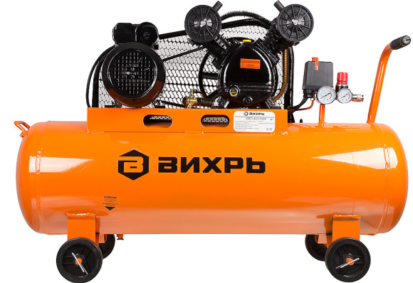 Компрессор поршневой Вихрь КМП-400/100P масляный 400л/мин 100л 2500Вт оранжевый