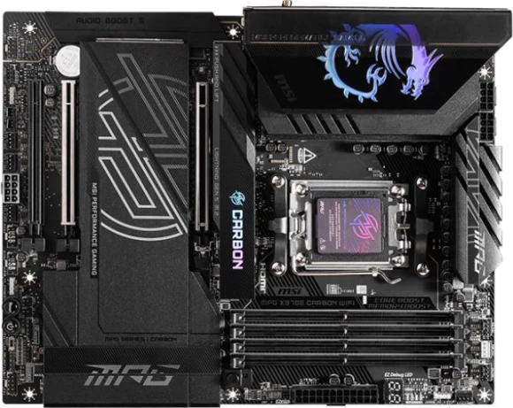 Материнская плата MSI MPG X870E CARBON WIFI SocketAM5 AMD X870 4xDDR5 ATX AC`97 8ch(7.1) 5Gigabit + 2.5Gigabit Ethernet RAID+HDMI