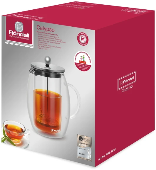 Френч-пресс Rondell Calypso RDS-1821 0.6л прозрачный Френч-пресс Rondell Calypso RDS-1821 0.6л прозрачный