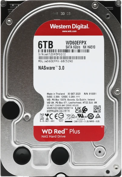 Жесткий диск WD SATA-III 6TB WD60EFPX NAS Red Plus (5400rpm) 256Mb 3.5"