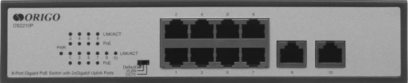 Коммутатор Origo OS2210P/120W OS2210P/120W/A1A (L2+) 10x1Гбит/с 8PoE+ 120W неуправляемый Коммутатор Origo OS2210P/120W OS2210P/120W/A1A (L2+) 10x1Гбит/с 8PoE+ 120W неуправляемый