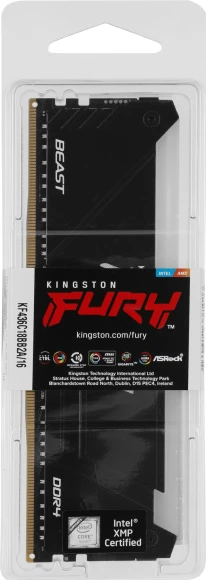 Память DDR4 16GB 3600MHz Kingston KF436C18BB2A/16 Fury Beast RGB RTL Gaming PC4-28800 CL18 DIMM 288-pin 1.35В single rank с радиатором Ret