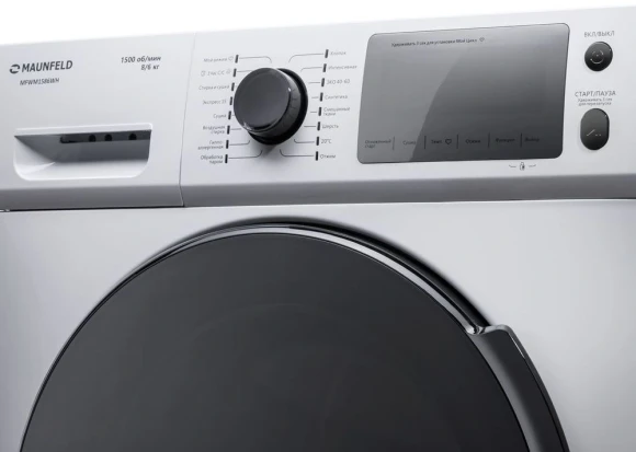 Стиральная машина Maunfeld MFWM1586WH класс: A загр.фронтальная макс.:8кг (с сушкой) белый инвертор Стиральная машина Maunfeld MFWM1586WH класс: A загр.фронтальная макс.:8кг (с сушкой) белый инвертор