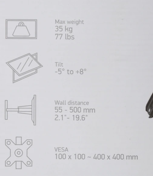 Кронштейн для телевизора Onkron NP40 черный 32"-65" макс.35кг настенный поворот и наклон
