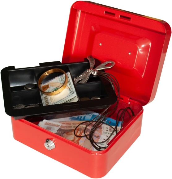 Ящик для денег Silwerhof 90x200x160 красный сталь 0.917кг