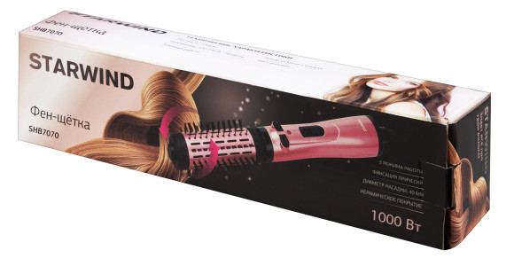 Фен-щетка Starwind SHB 7070 1000Вт розовый/черный